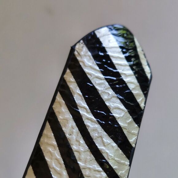 Zebra Print Belt Thin Size L XL 36-40 Chrome Buckle - Picture 6 of 6